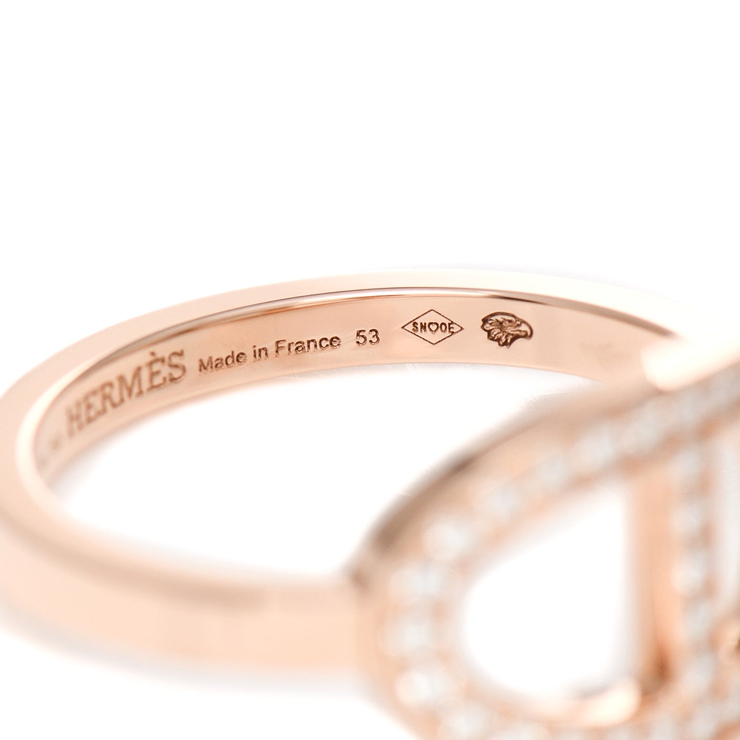 18K Rose Gold Diamond MM Chaine d'Ancre Contour Ring 53 6.5