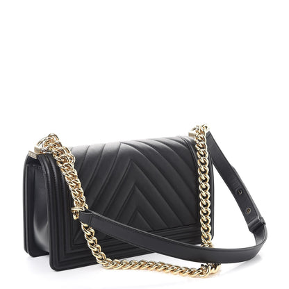 Chanel Calfskin Chevron Quilted Medium Boy Flap Black 3 of 8