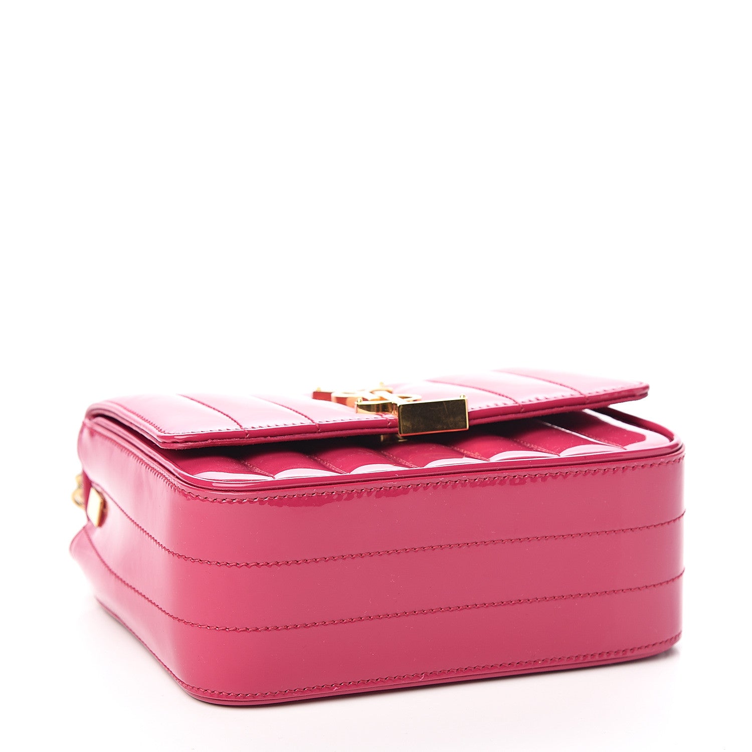 Saint Laurent Patent Matelasse Monogram Small Vicky Chain Bag Bubblegum 3 of 9