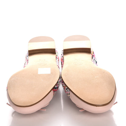 Chanel Tweed Calfskin Cap Toe Ballerina Flats 37.5 Pink 5 of 9