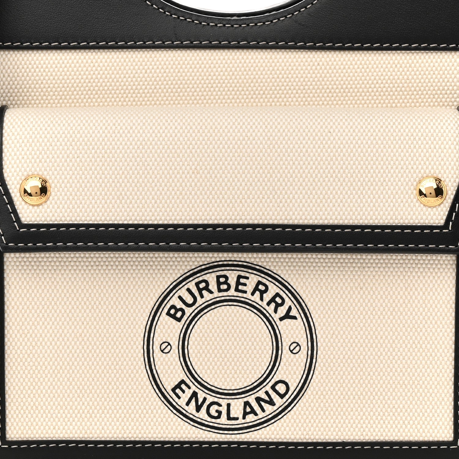 Burberry Canvas Smooth Calfskin Two Tone Mini Pocket Bag White Black 7 of 10