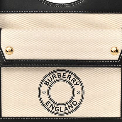 Burberry Canvas Smooth Calfskin Two Tone Mini Pocket Bag White Black 7 of 10