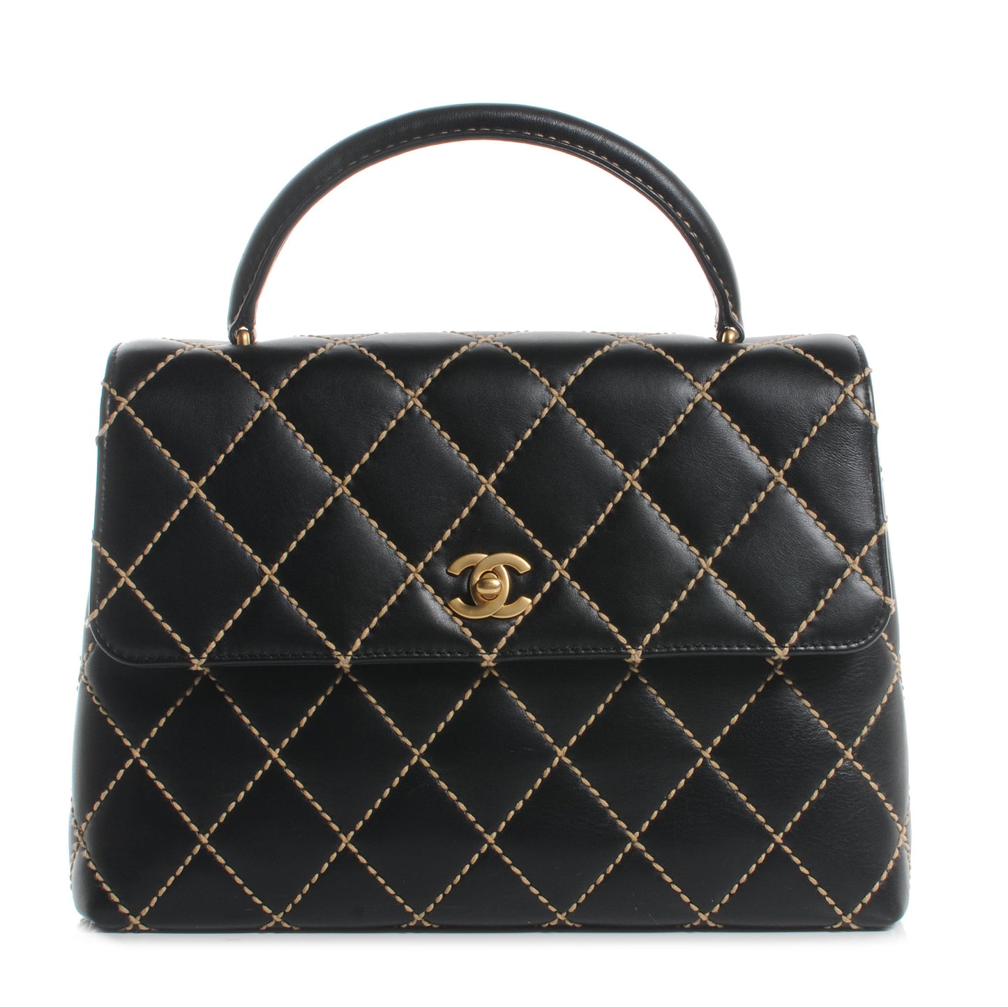 Leather Diamond Stitch Surpique Kelly Black