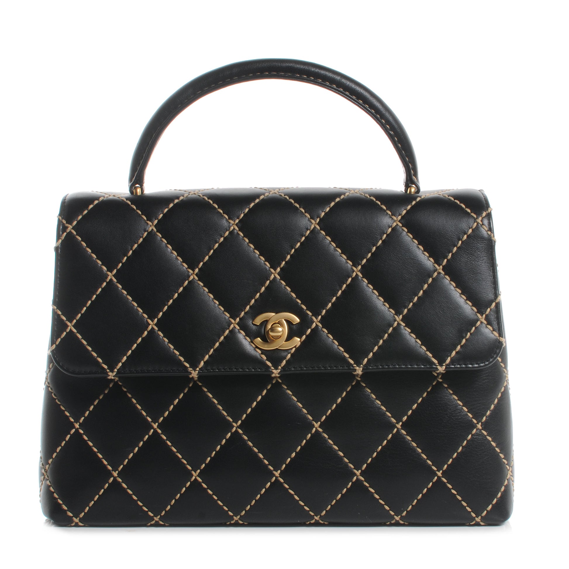 Chanel Leather Diamond Stitch Surpique Kelly Black 1 of 7
