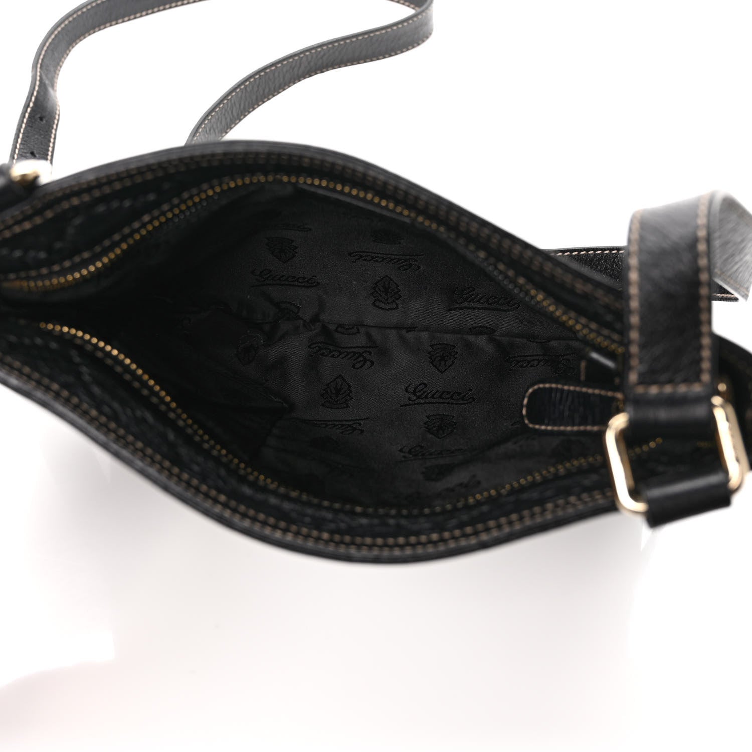 Gucci Guccissima Small Flat Messenger Bag Black 5 of 9