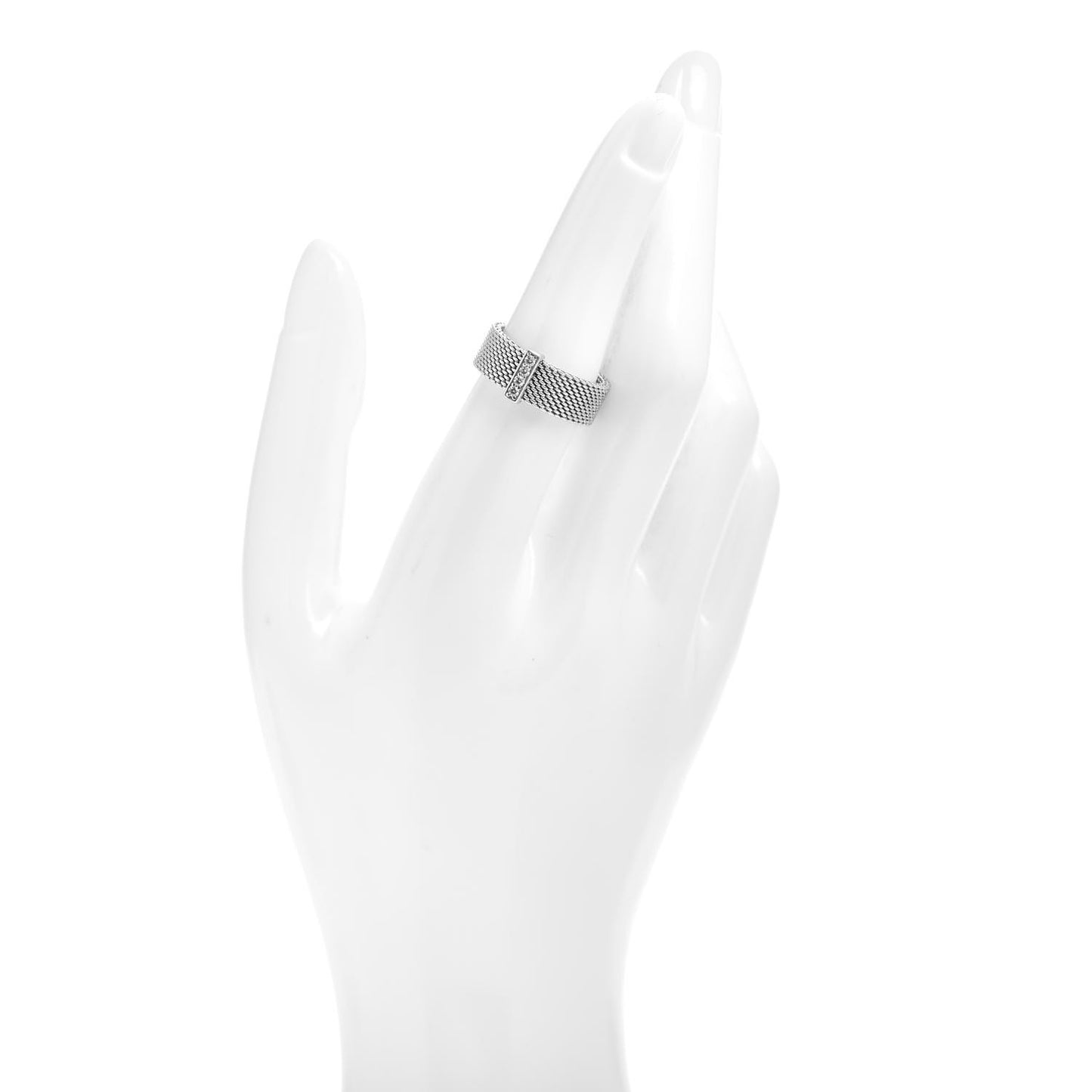 Sterling Silver Diamond Somerset Mesh Ring 53 6.5