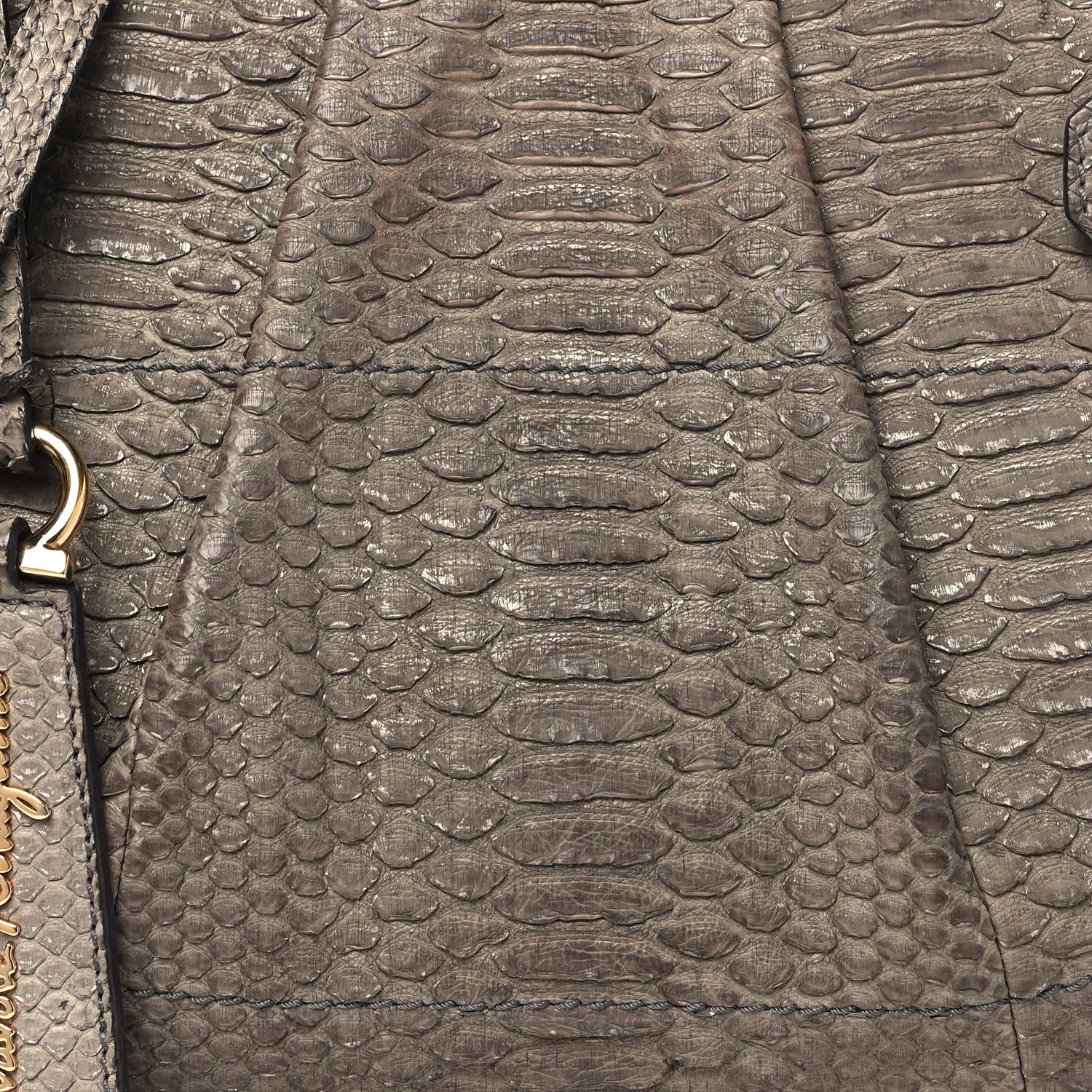 Salvatore Ferragamo Snakeskin Gancio Satchel Clutch 7 of 12