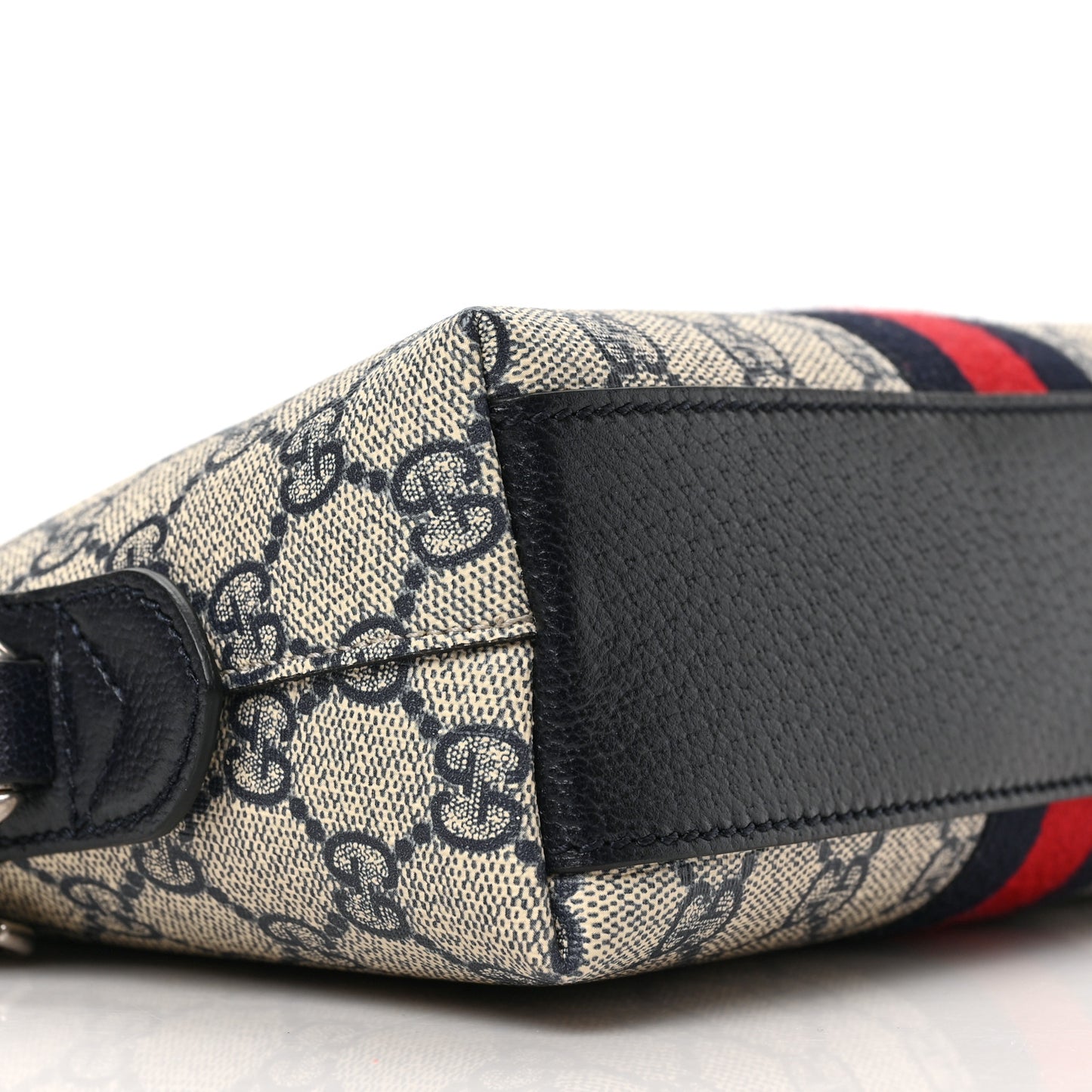 GG Supreme Monogram Textured Dollar Calfskin Web Small Ophidia Dome Shoulder Bag Beige Blue