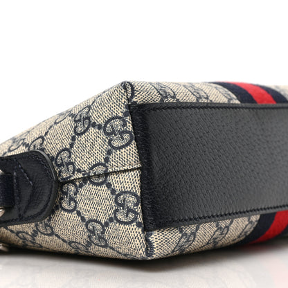 Gucci GG Supreme Monogram Textured Dollar Calfskin Web Small Ophidia Dome Shoulder Bag Beige Blue 7 of 8