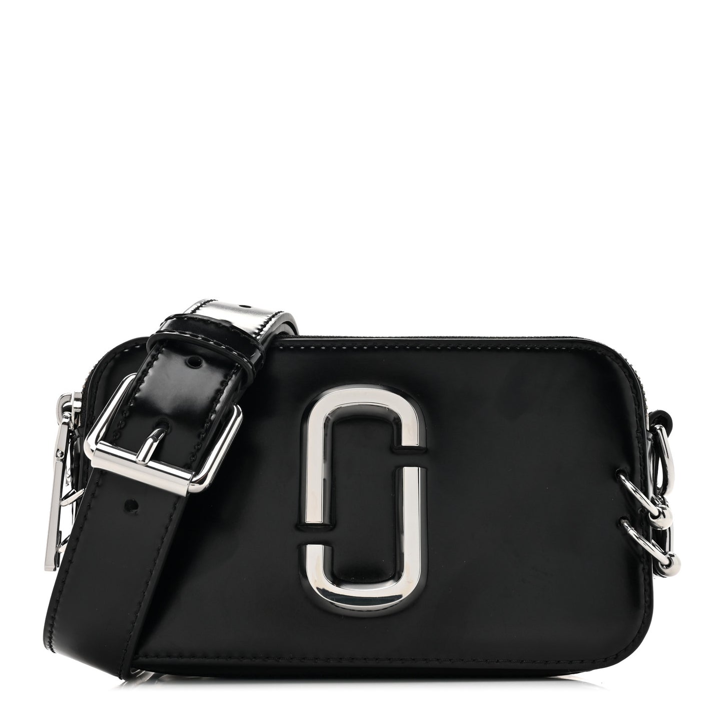 Calfskin Pierced Small Snapshot Camera Bag Black