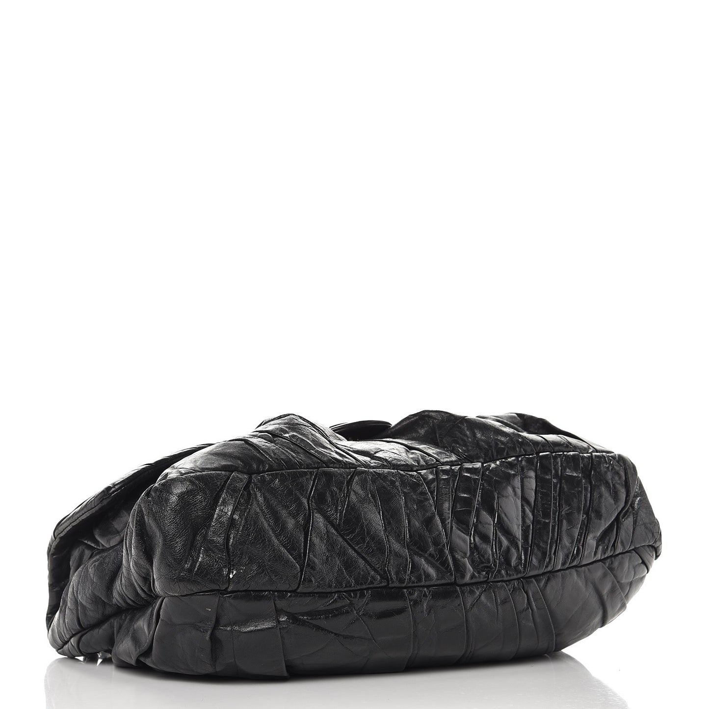 Glazed Calfskin Twisted Maxi Flap Black