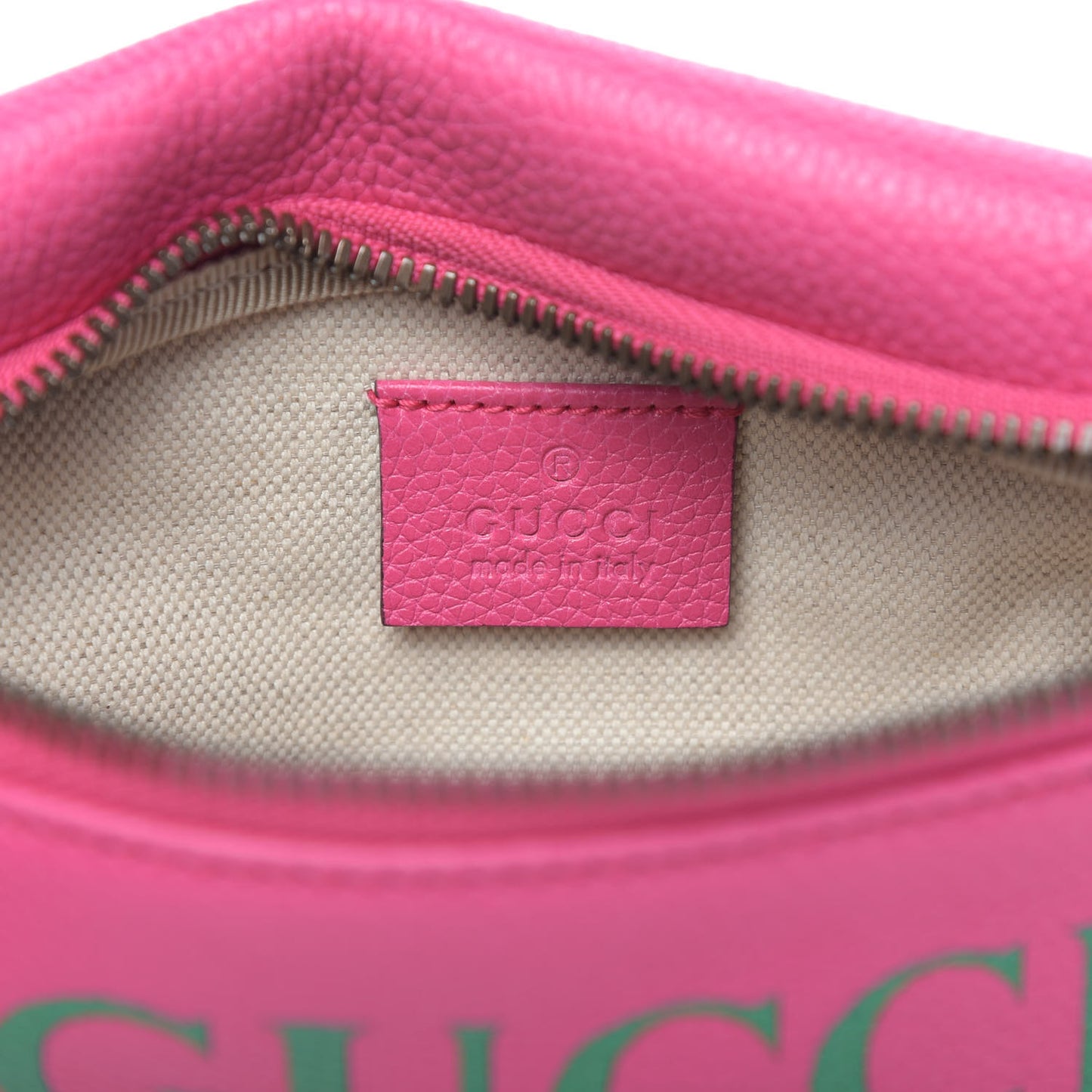 Grained Calfskin Small Logo Belt Bag Box Pink Green