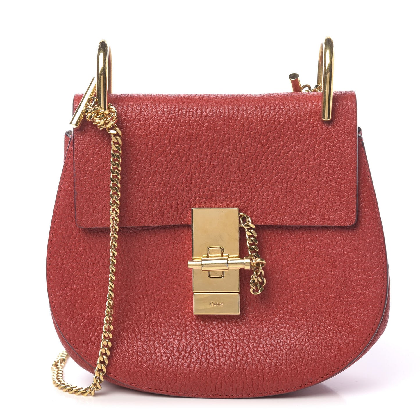 Grained Lambskin Mini Drew Shoulder Bag Plaid Red