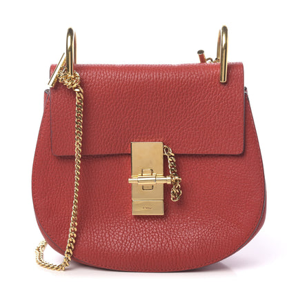 Chloe Grained Lambskin Mini Drew Shoulder Bag Plaid Red 1 of 9