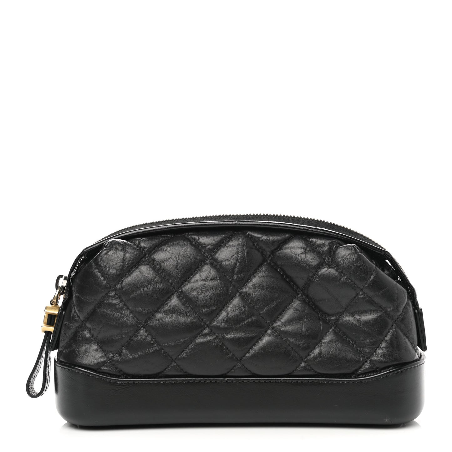 Aged Calfskin Quilted Gabrielle Cosmetic Case Black