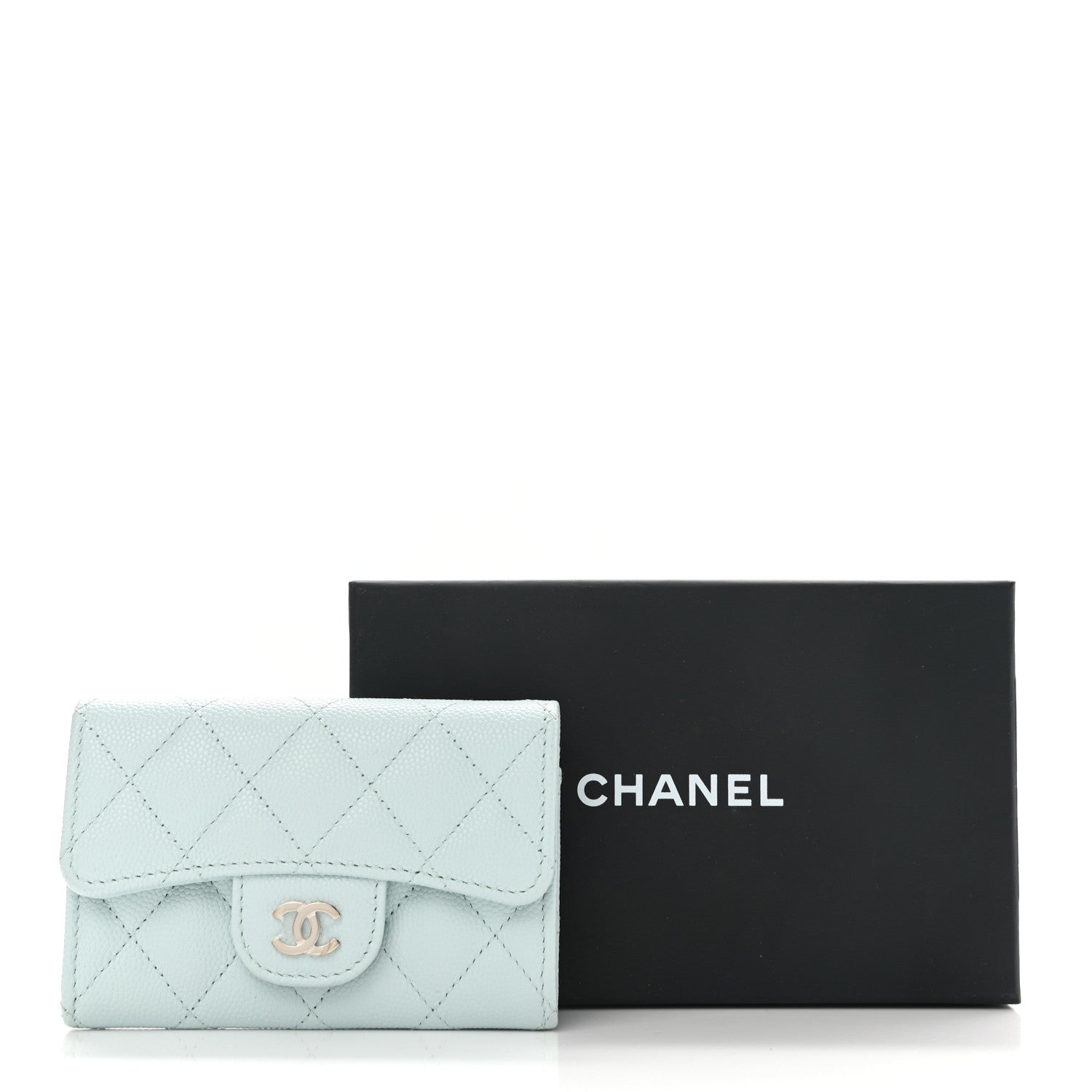 Chanel Caviar Quilted Flap Card Holder Wallet Light Blue 8 of 8