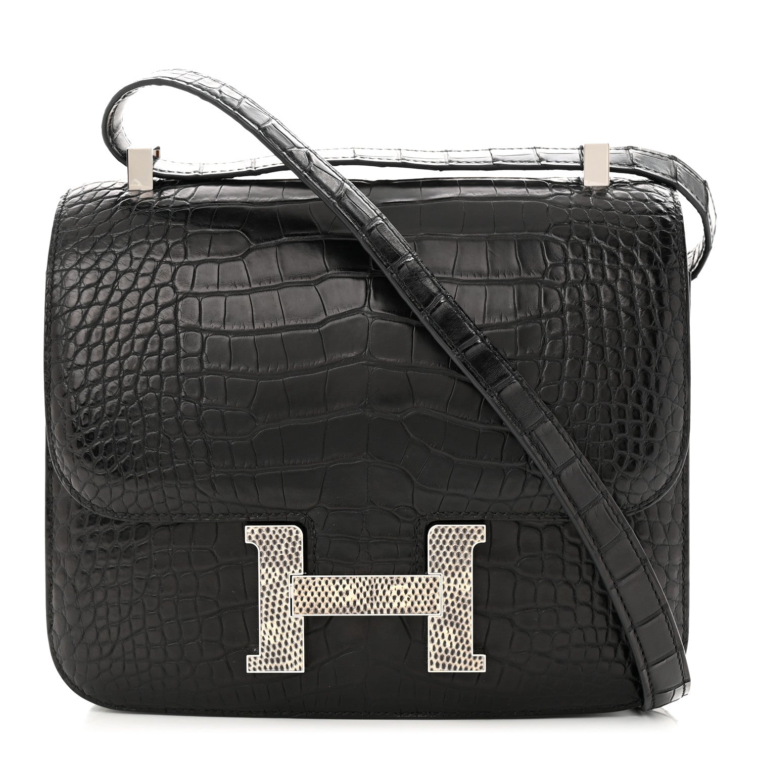 Hermes Matte Alligator Lizard Constance 24 Black Ombre 1 of 11