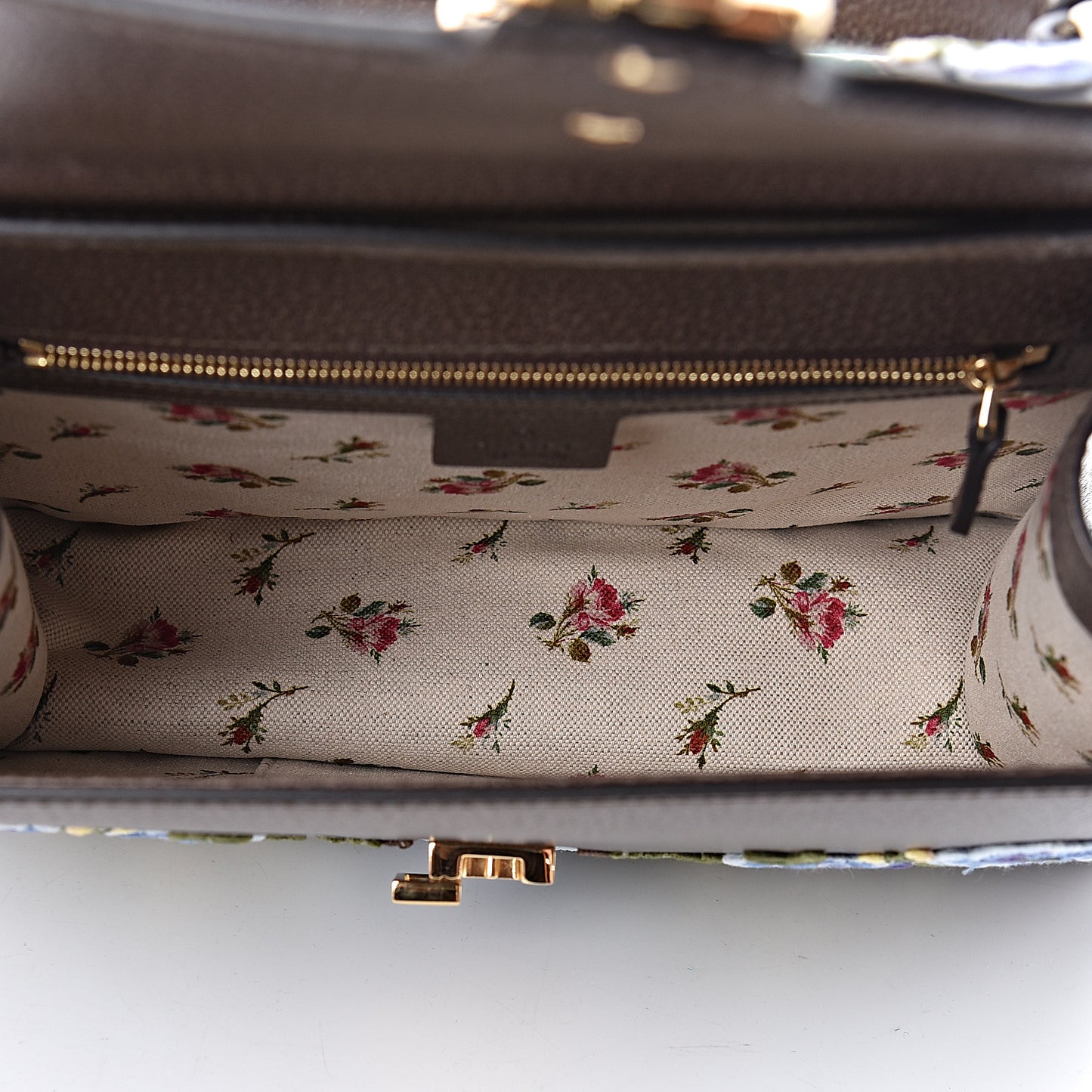 Calfskin Embroidered Medium Sylvie Top Handle Bag New Acero Multicolor