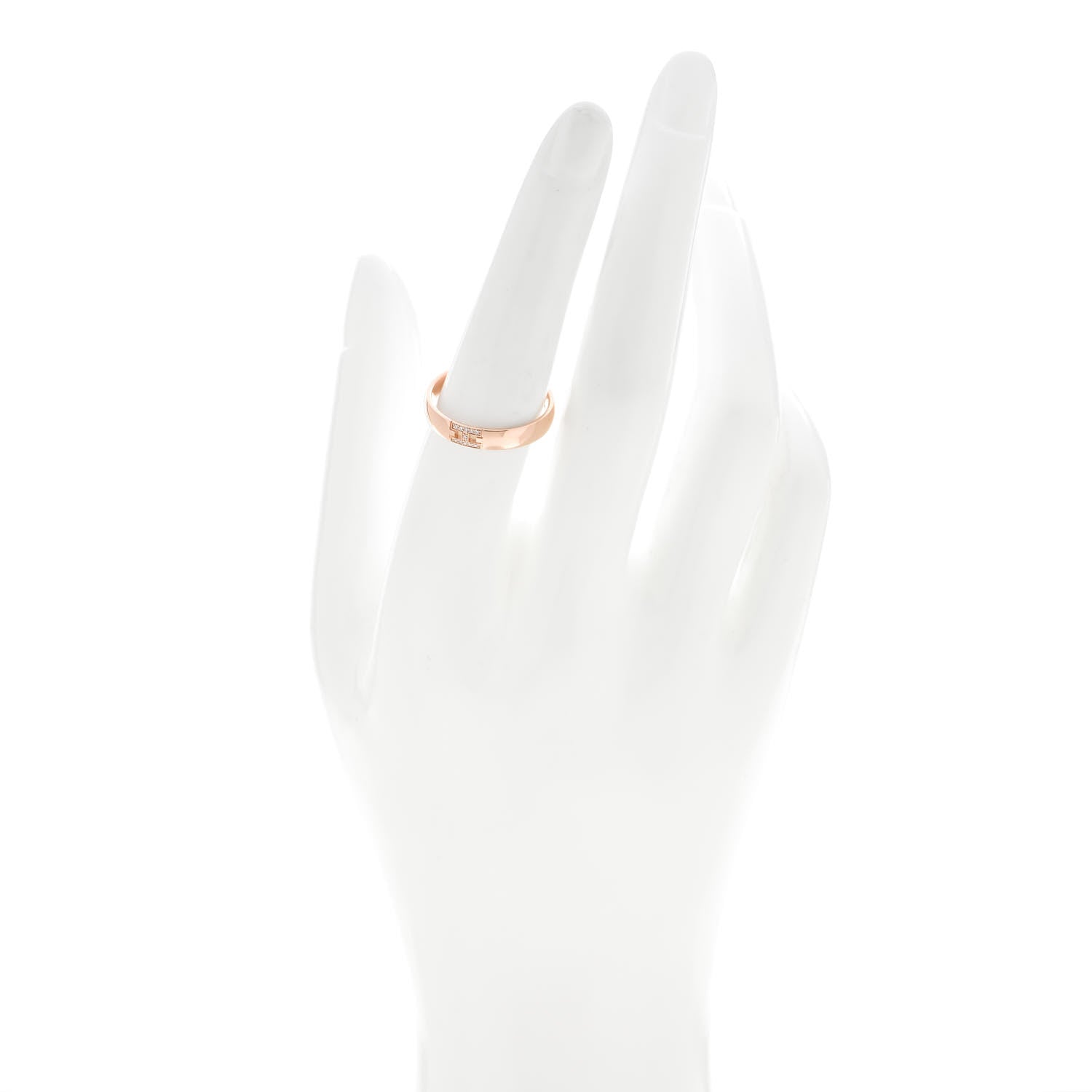 Hermes 18K Rose Gold Diamond Ever Herakles Wedding Band Ring 55 7.25 2 of 5