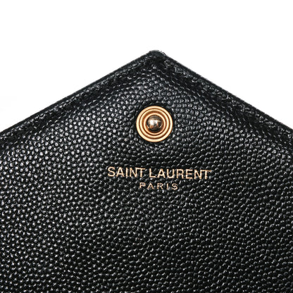 Saint Laurent Grain De Poudre Matelasse Chevron Monogram Chain Wallet Black 6 of 6