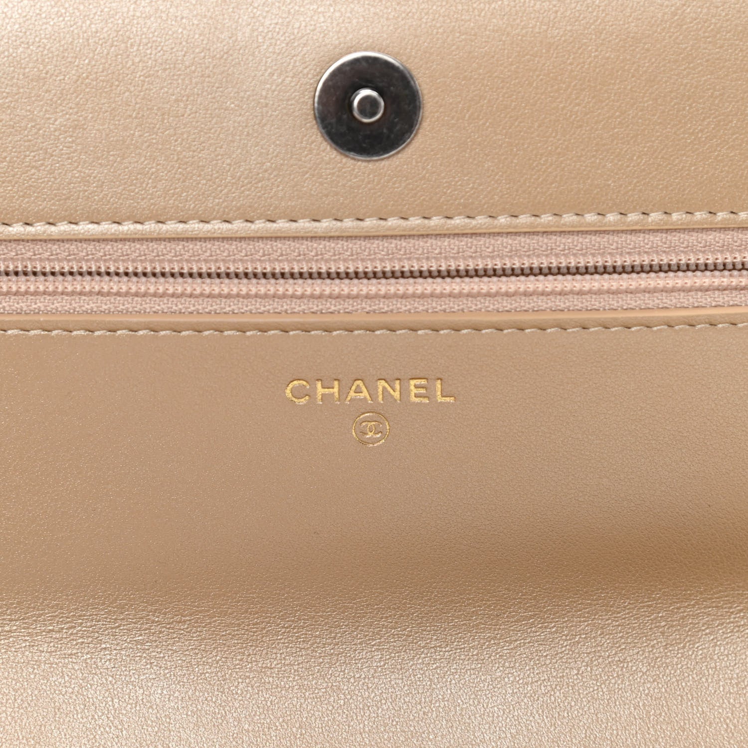 Chanel Metallic Goatskin Quilted Chanel 19 Wallet On Chain WOC Gold 5 of 12