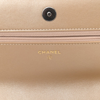 Chanel Metallic Goatskin Quilted Chanel 19 Wallet On Chain WOC Gold 5 of 12