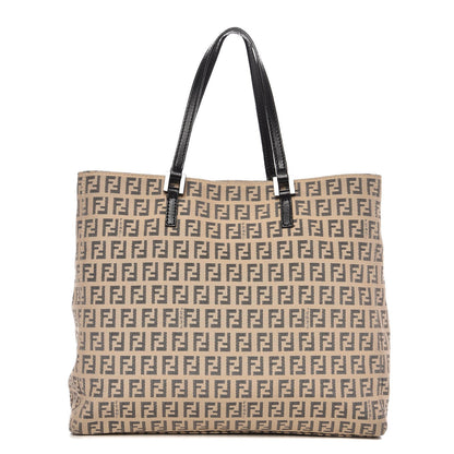 Fendi Zucchino Vitello Small Tote Beige Black 1 of 9