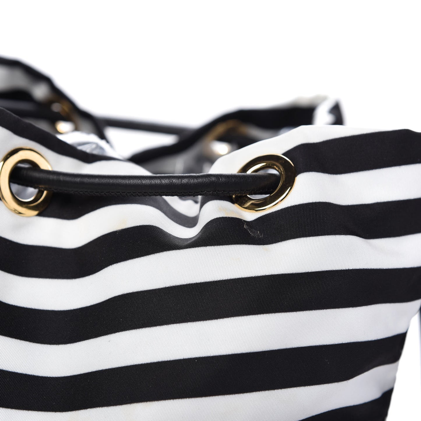 Nylon Striped Medium Rucksack Backpack Black White