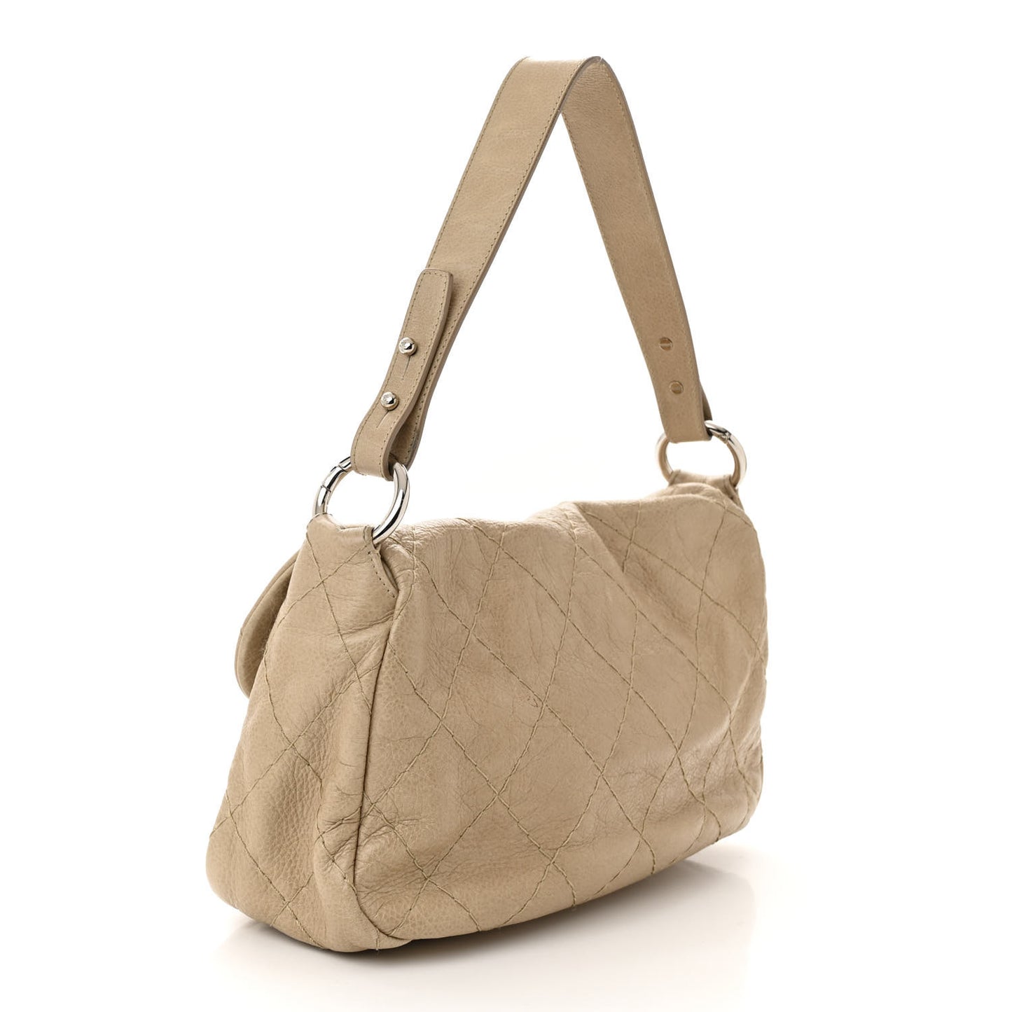 Glazed Calfskin Stitched On The Road Flap Dark Beige