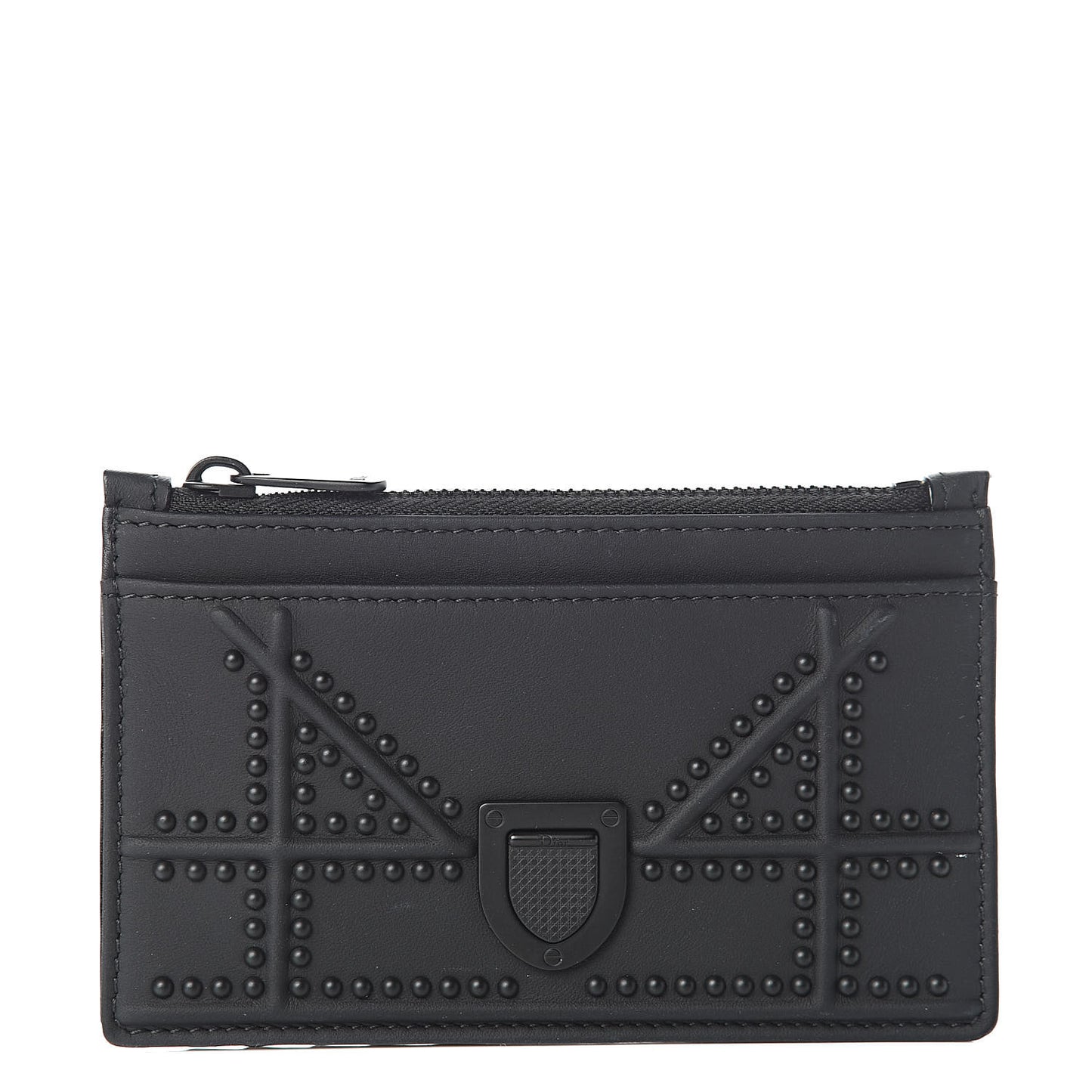 Ultra Matte Calfskin Studded Diorama Card Holder Black