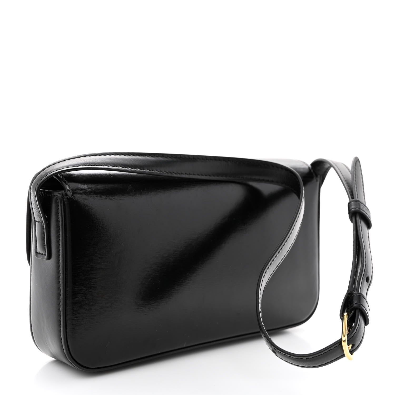 Celine Shiny Calfskin Triomphe Shoulder Bag Black 3 of 16