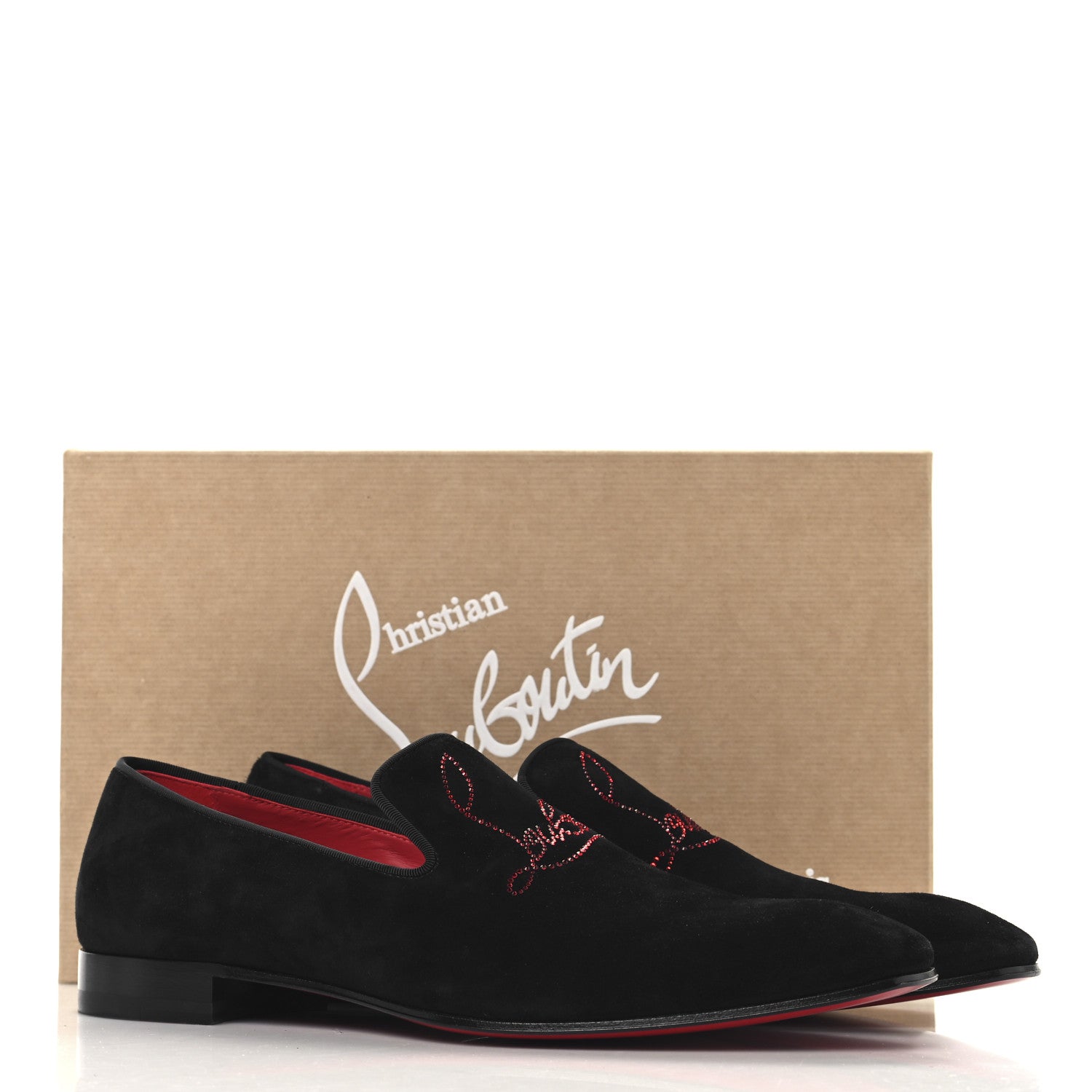 Christian Louboutin Veau Velours Strass Mens Navy Dandelion Flat Loafers 42.5 Black Loubi 9 of 9