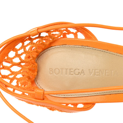 Bottega Veneta Mesh Nappa Stretch Ankle Tie Sandals 38.5 Tangerine 7 of 12