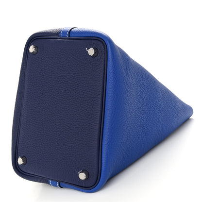 Hermes Taurillon Clemence Casaque Picotin Lock 18 PM Bleu Electrique Bleu Encre 10 of 11