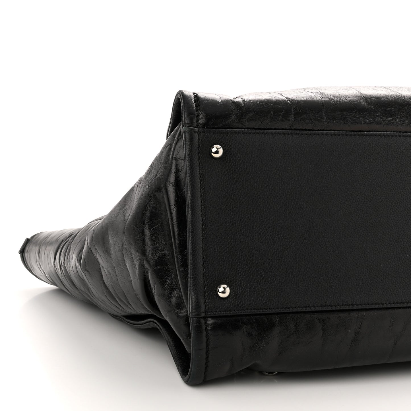 Glazed Calfskin Medium Deauville Tote Black