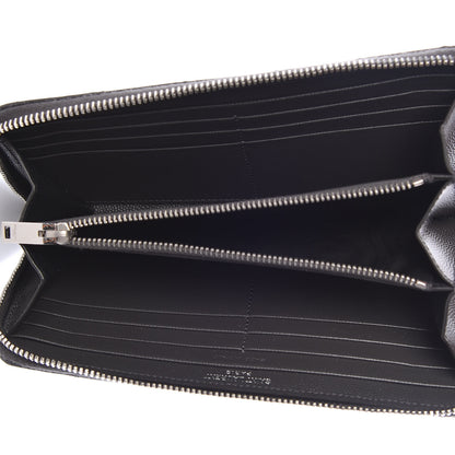 Saint Laurent Grain De Poudre Matelasse Chevron Monogram Zip Around Wallet Earth 5 of 9
