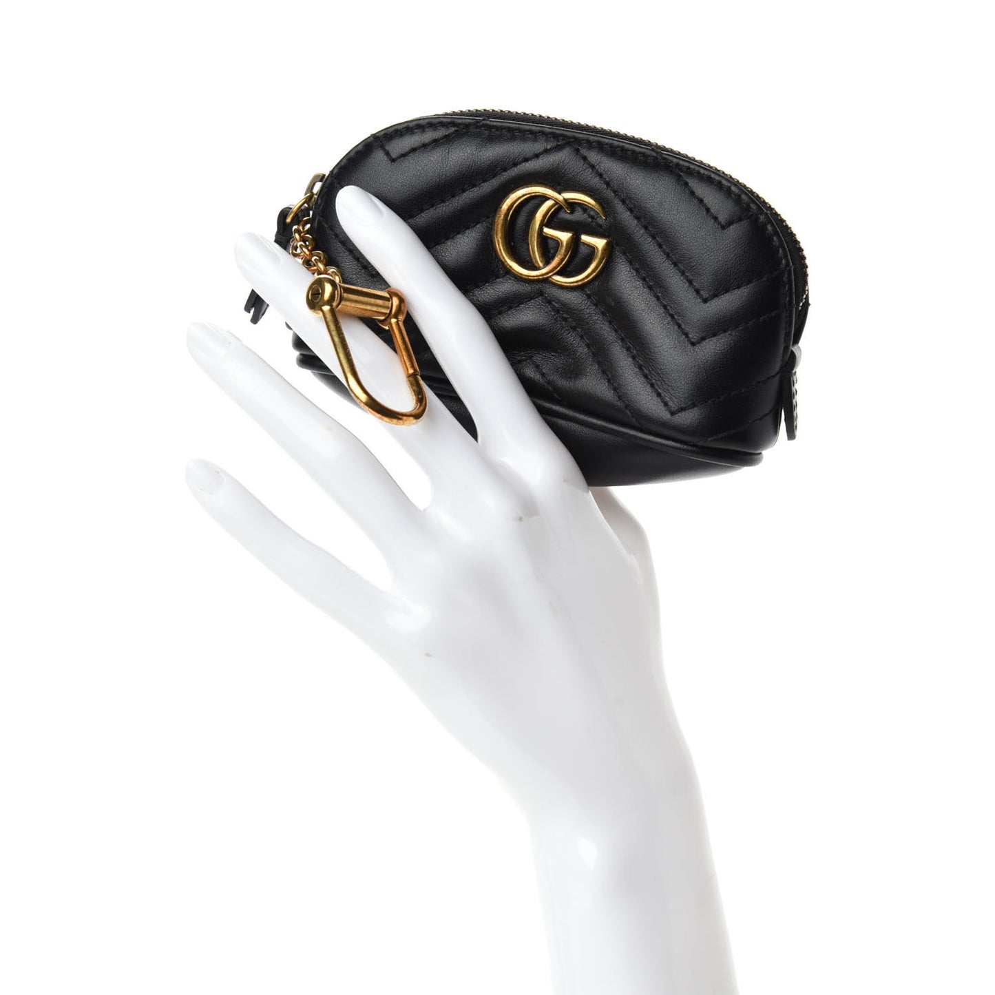 Calfskin Matelasse GG Marmont Key Pouch Black