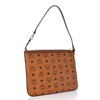 MCM Visetos Liz Shopper Tote Pouch Cognac 3 of 10