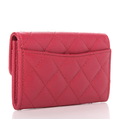 Chanel Caviar Quilted Flap Card Holder Wallet Dark Pink 3 of 11