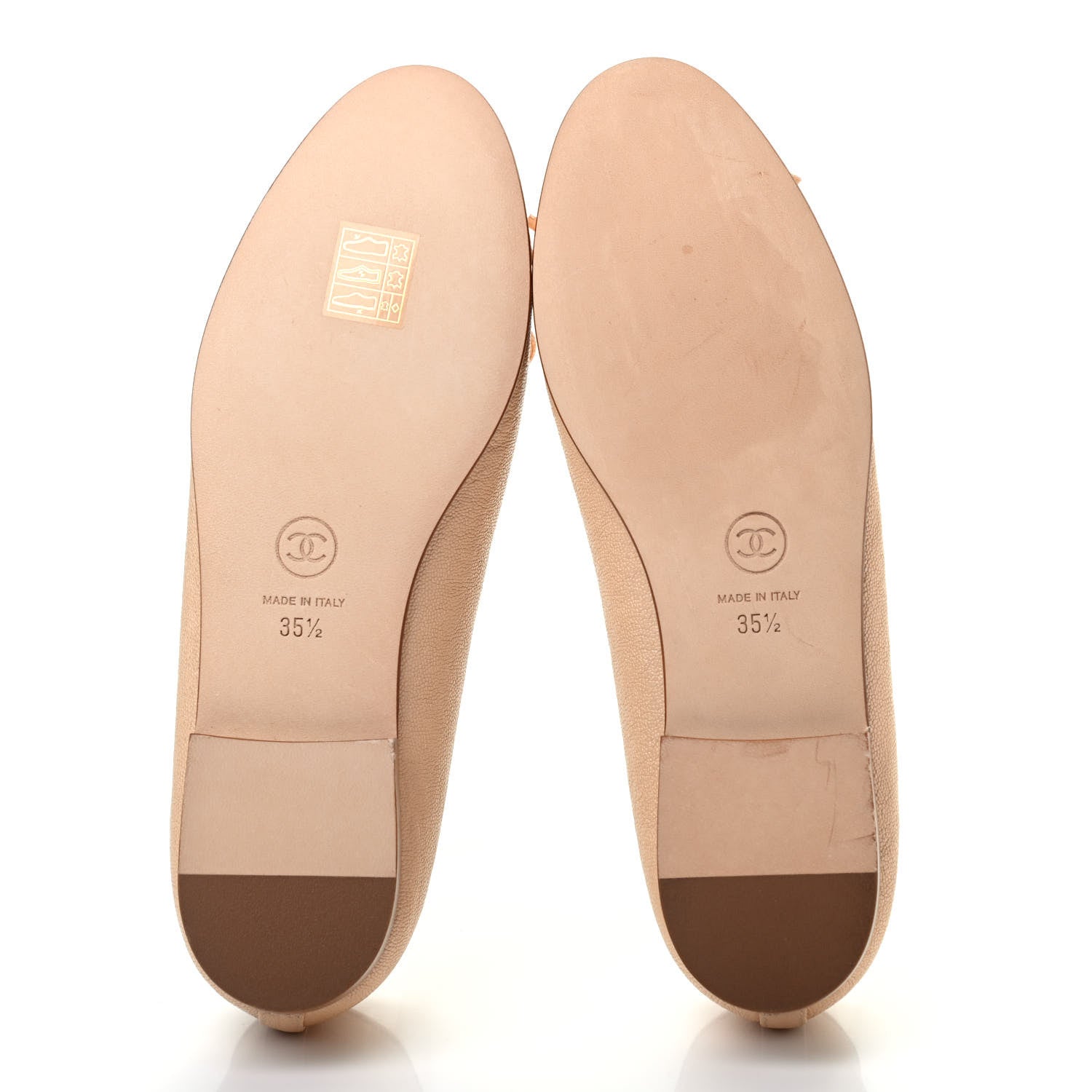 Chanel Caviar Cap Toe CC Ballerina Flats 35.5 Beige 5 of 8