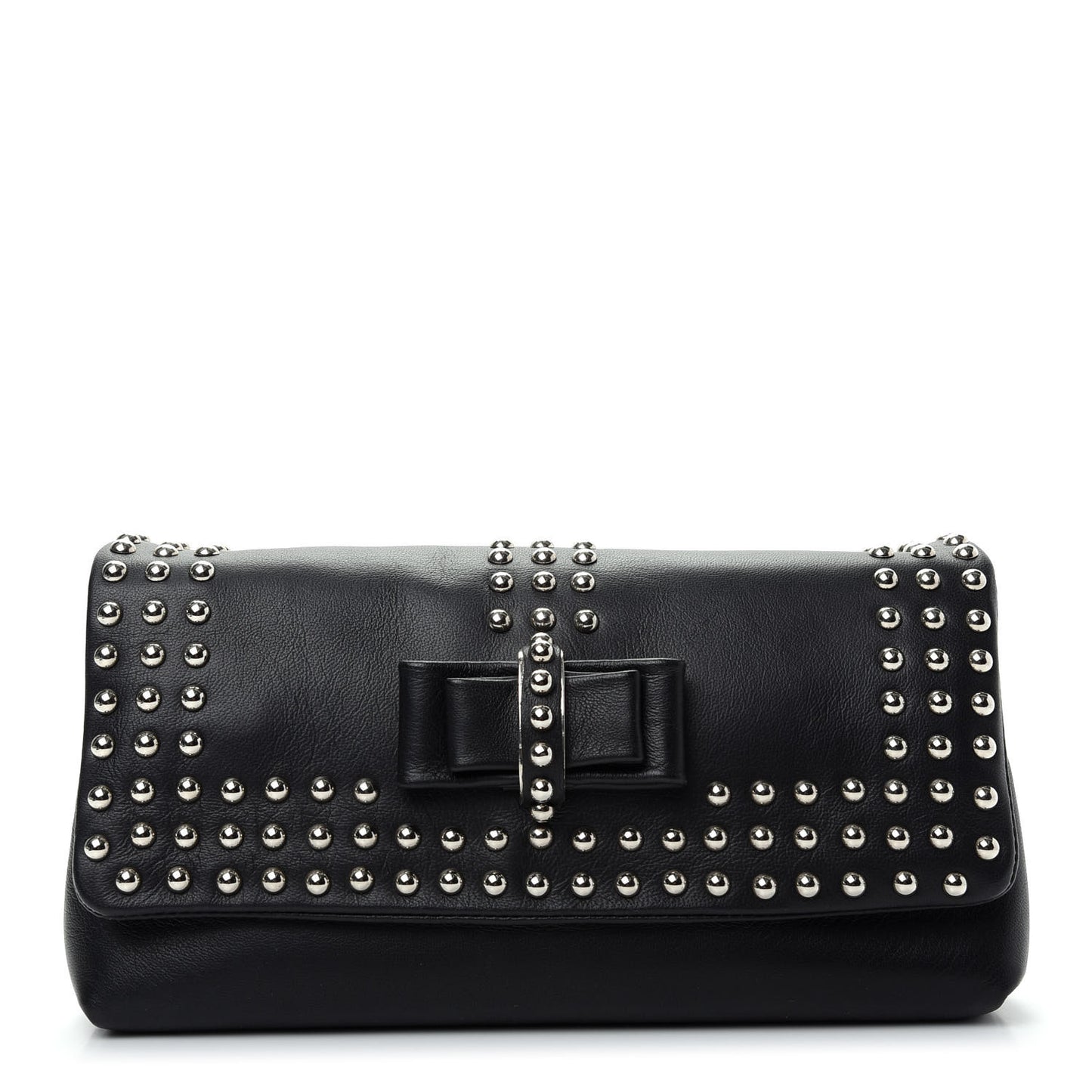 Calfskin Studded Sweet Charity Optic Clutch Black