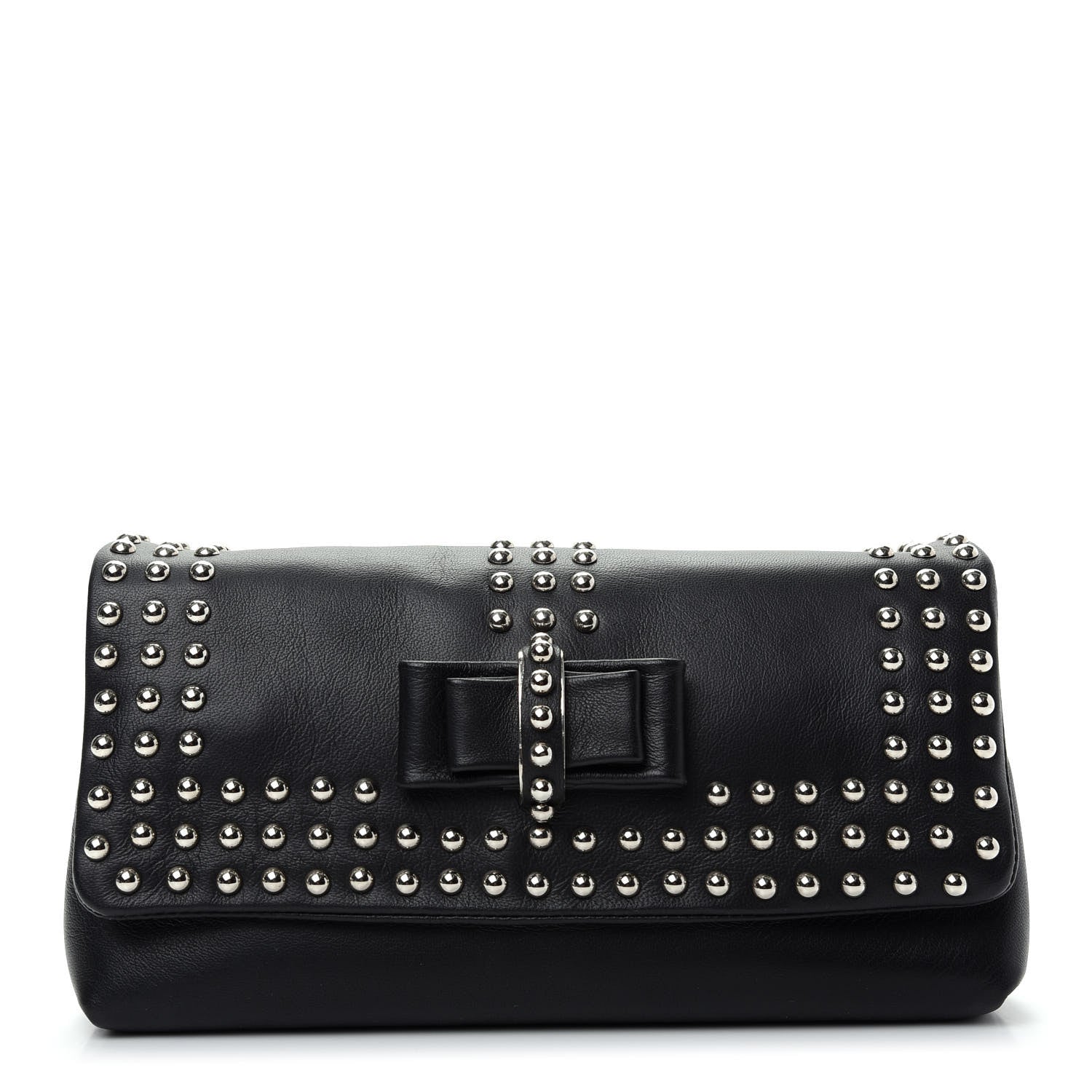 Christian Louboutin Calfskin Studded Sweet Charity Optic Clutch Black 1 of 10