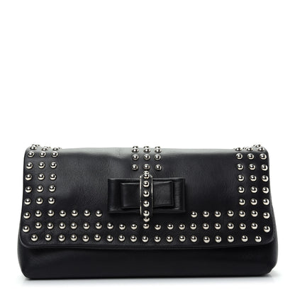Christian Louboutin Calfskin Studded Sweet Charity Optic Clutch Black 1 of 10