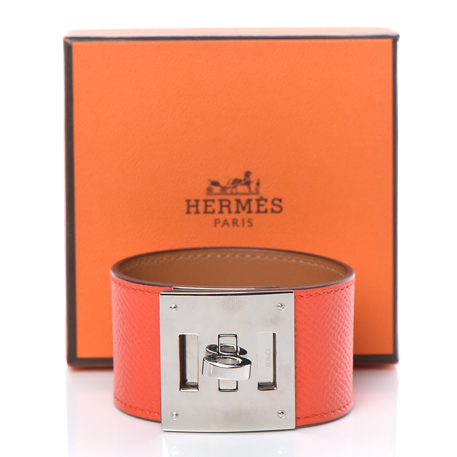 Hermes Epsom Kelly Dog Bracelet Orange Poppy 6 of 6