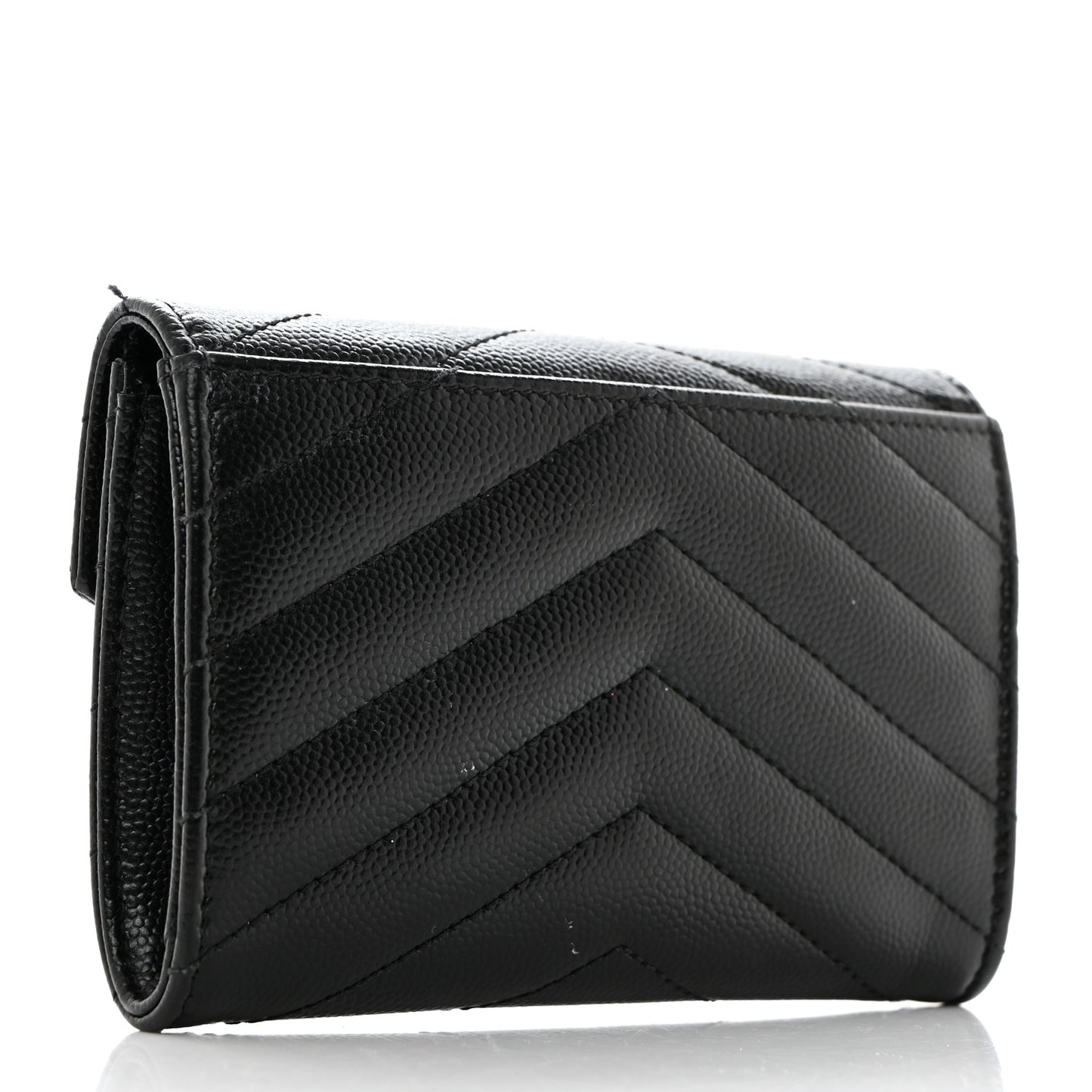Grain De Poudre Matelasse Chevron Small Monochome Monogram Envelope Wallet Black