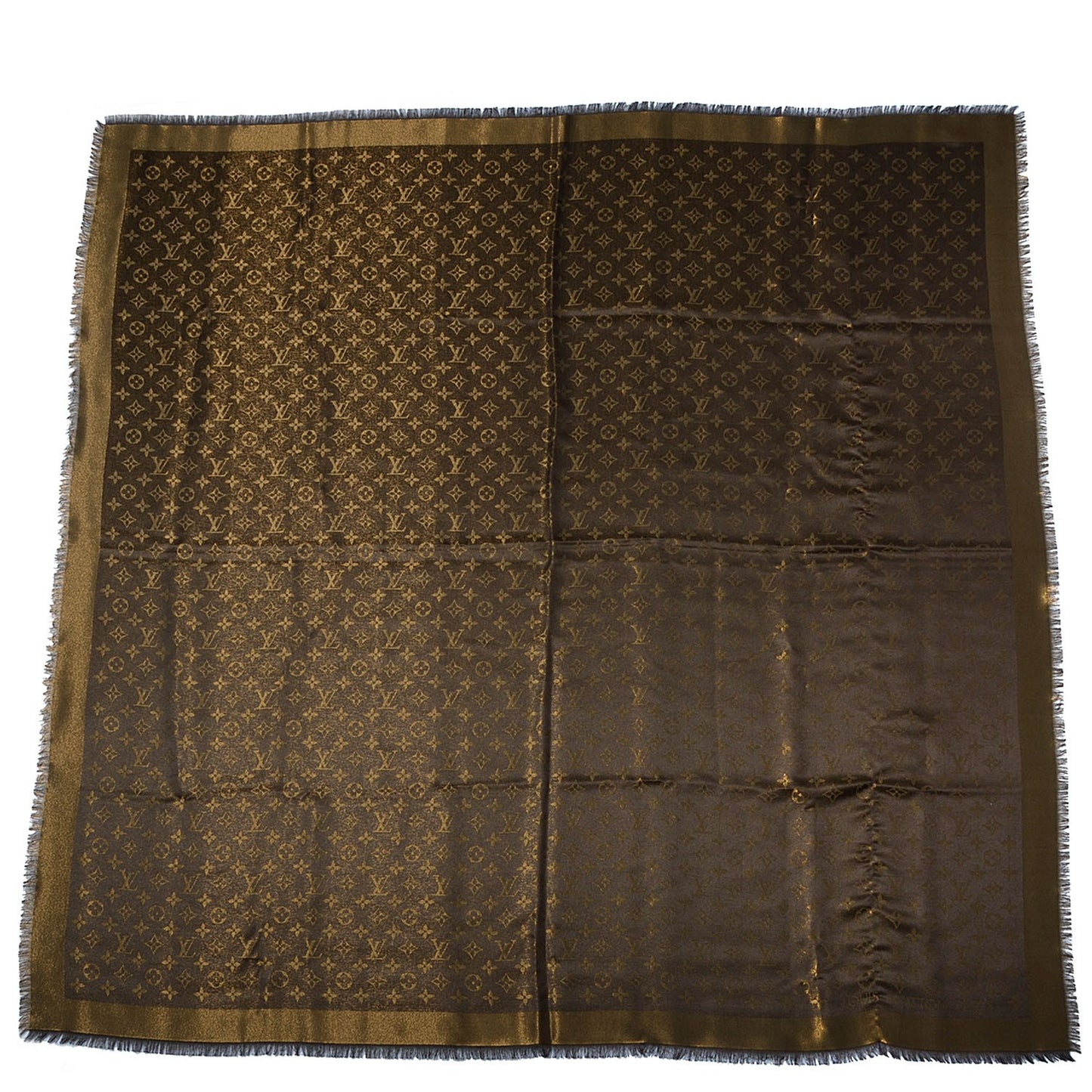 Silk Lurex Wool Monogram Shine Shawl Brown
