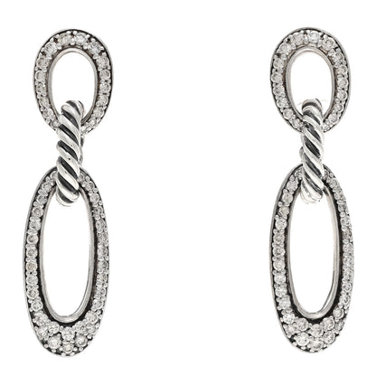 David Yurman Sterling Silver Diamond Figaro Oval Drop Earrings 1 of 4