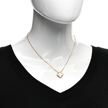 Van Cleef & Arpels 18K Yellow Gold Mother of Pearl Vintage Alhambra Pendant Necklace 2 of 6