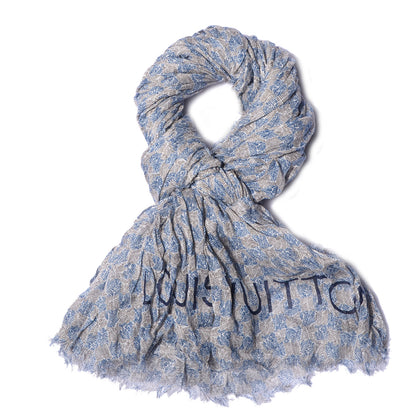 Louis Vuitton Cotton Linen Etole Damier Palm Stole Blue 1 of 7