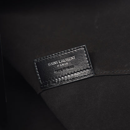 Saint Laurent Calfskin Crocodile Embossed Bold Shopper Tote Black 9 of 12